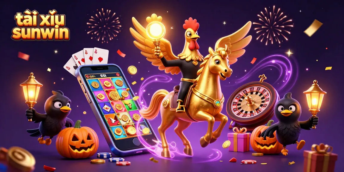 Experience thrilling gameplay as tài xỉu sunwin comes alive amidst golden coins, vibrant slot games, and festive celebrations.