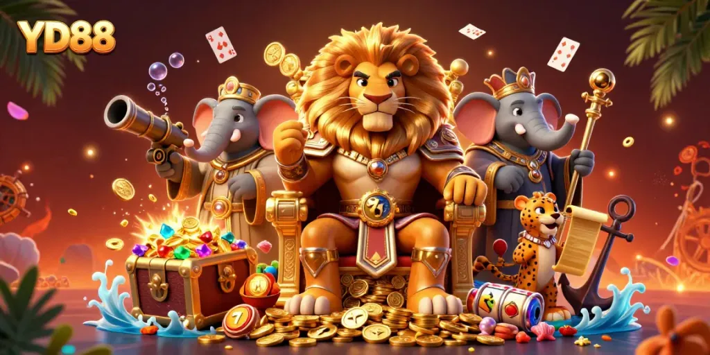 Experience excitement at YD88 with vibrant slot games featuring charming characters and treasure in action.