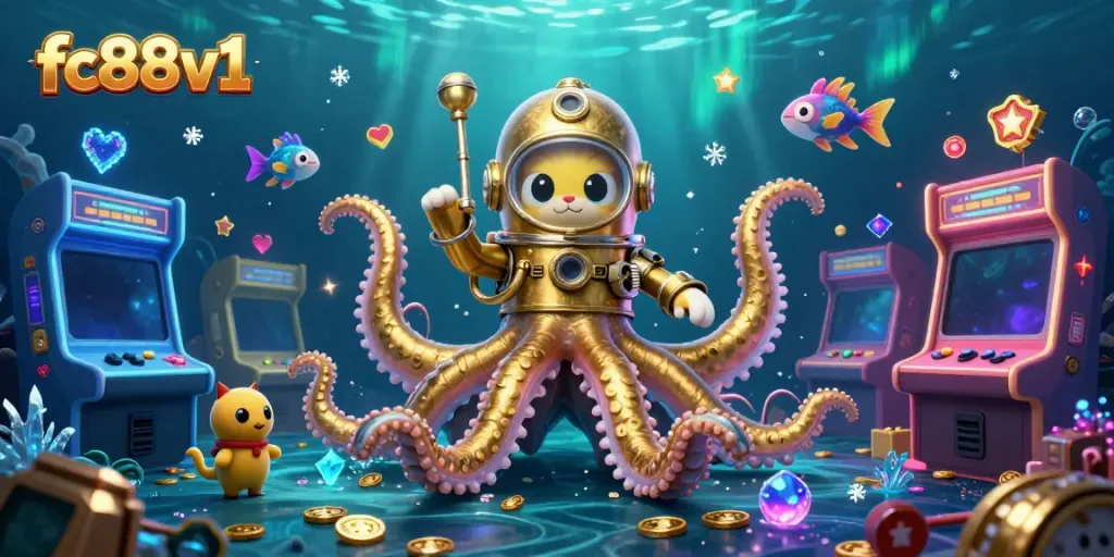 Experience thrilling gaming with fc88v1 amidst a colorful underwater casino adventure.