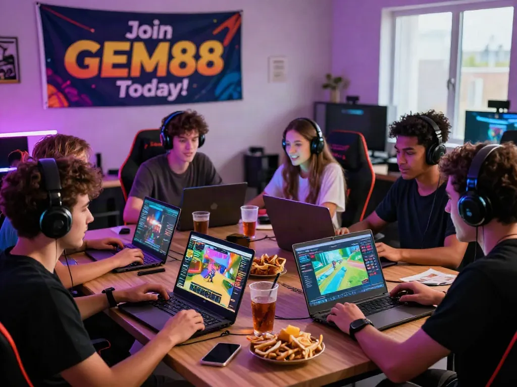 Players immersed in gaming on GEM88 platform, showcasing excitement and strategy.