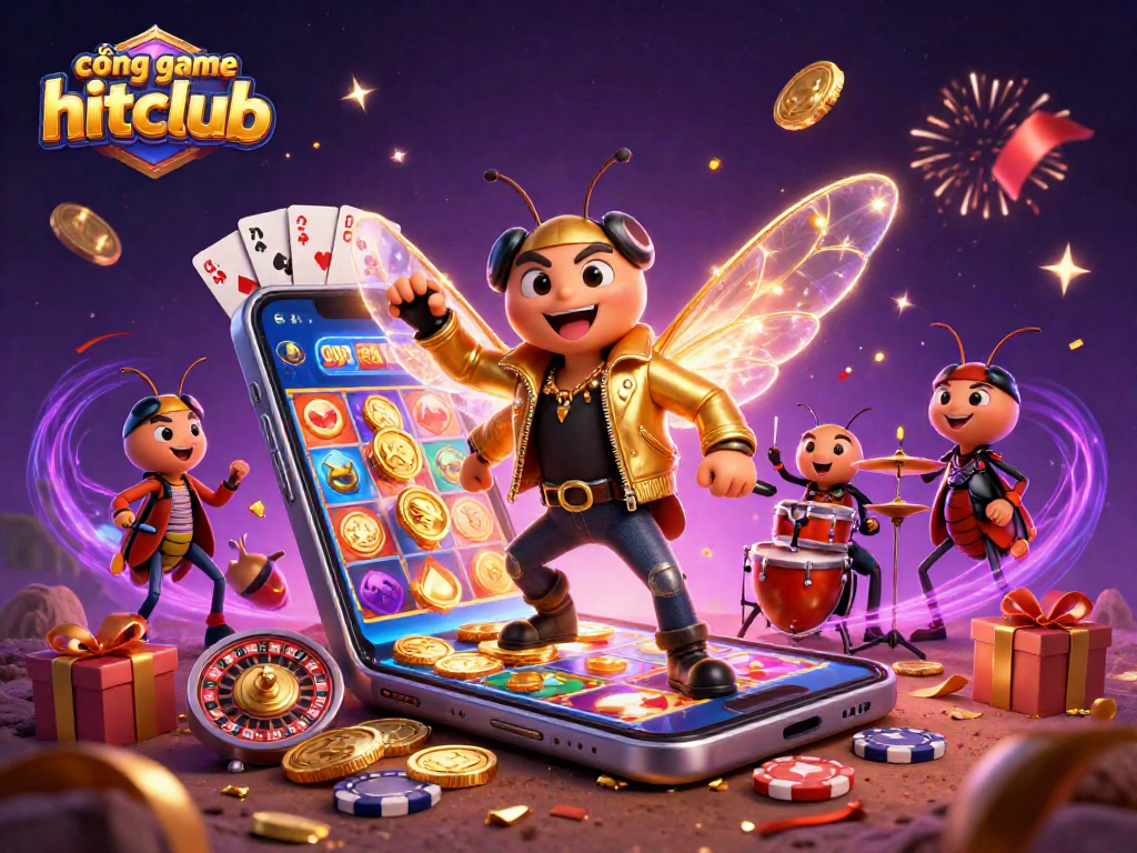 Experience excitement at cổng game hitclub with a dynamic scene of gaming characters and elements.