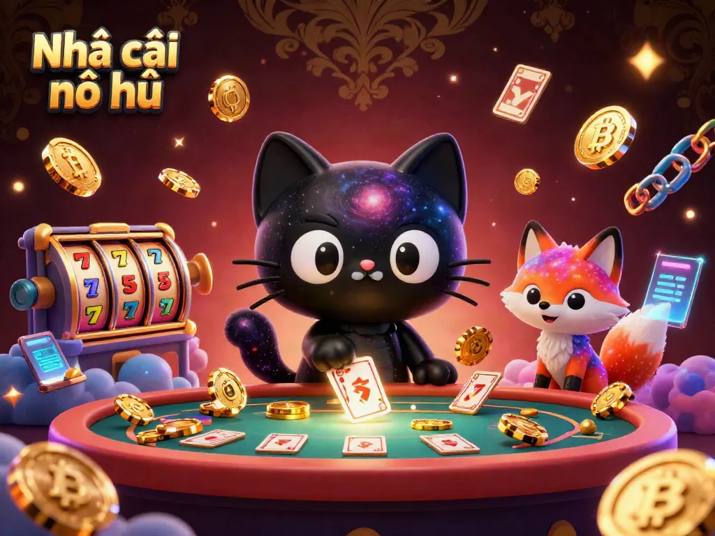 Experience the jackpots with Nhà cái nổ hũ, a vivid casino scene filled with exciting game elements.