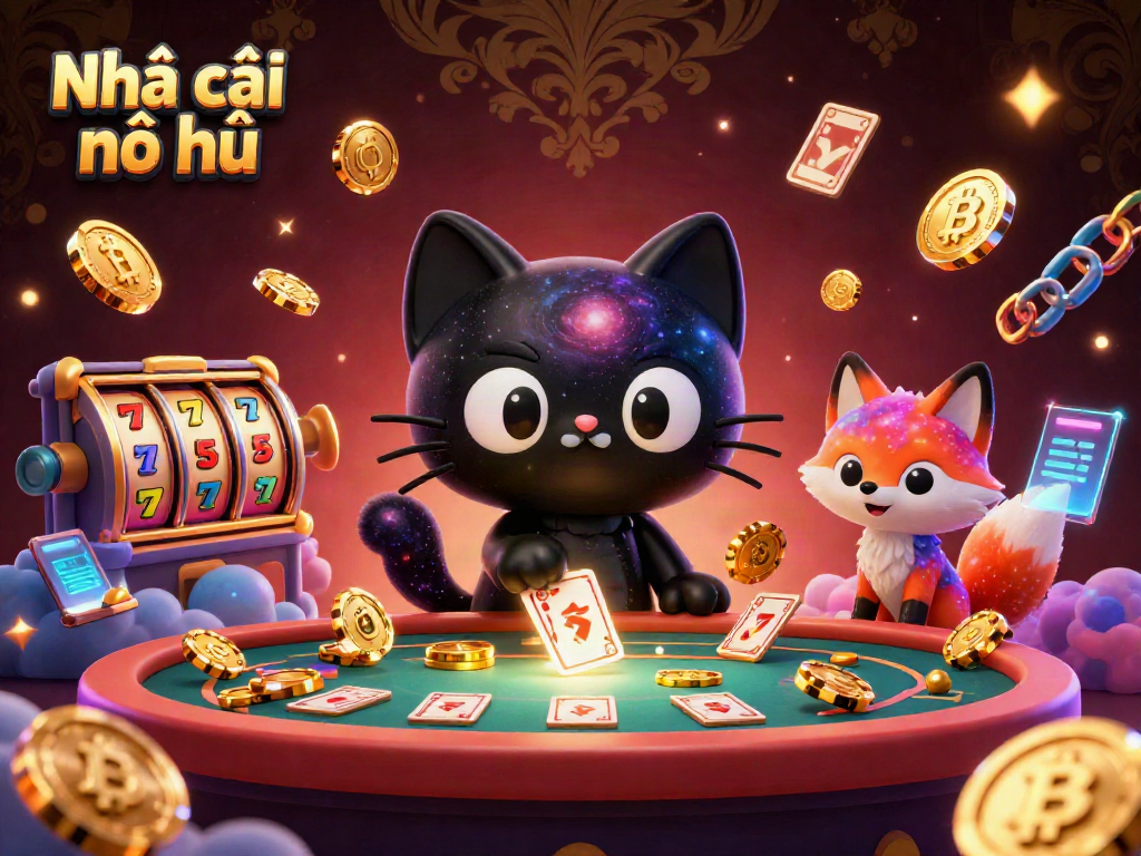 Experience the jackpots with Nhà cái nổ hũ, a vivid casino scene filled with exciting game elements.