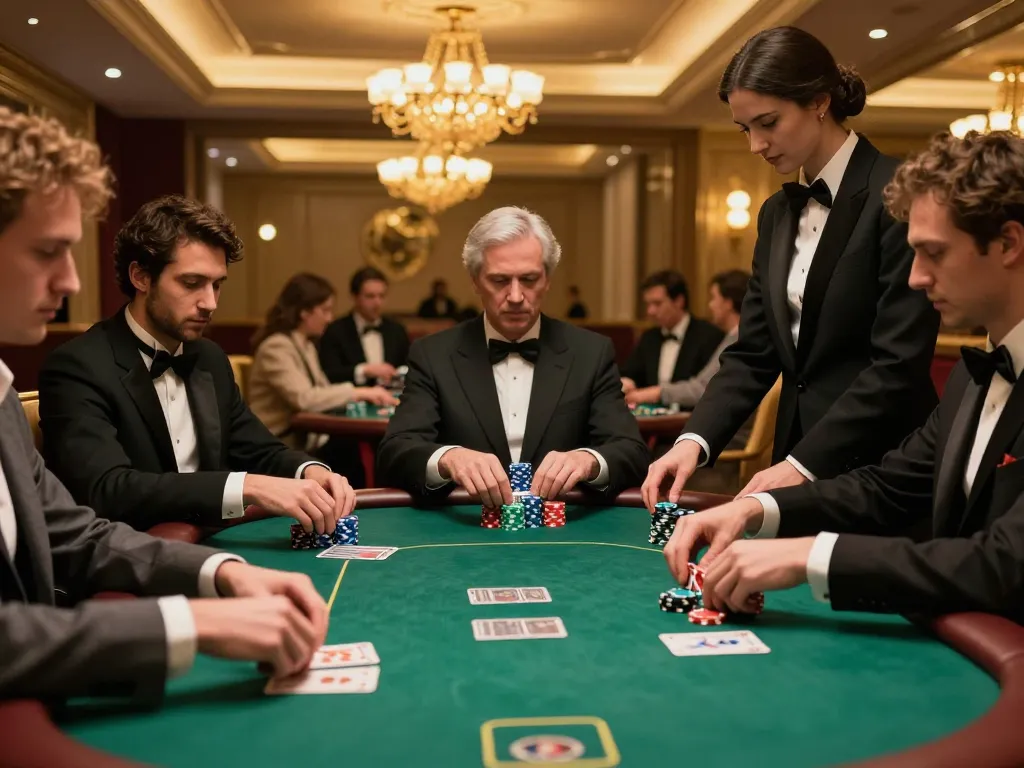 F168 VIP poker room scene with players engaged in strategy and gameplay, showcasing vibrant poker chips.